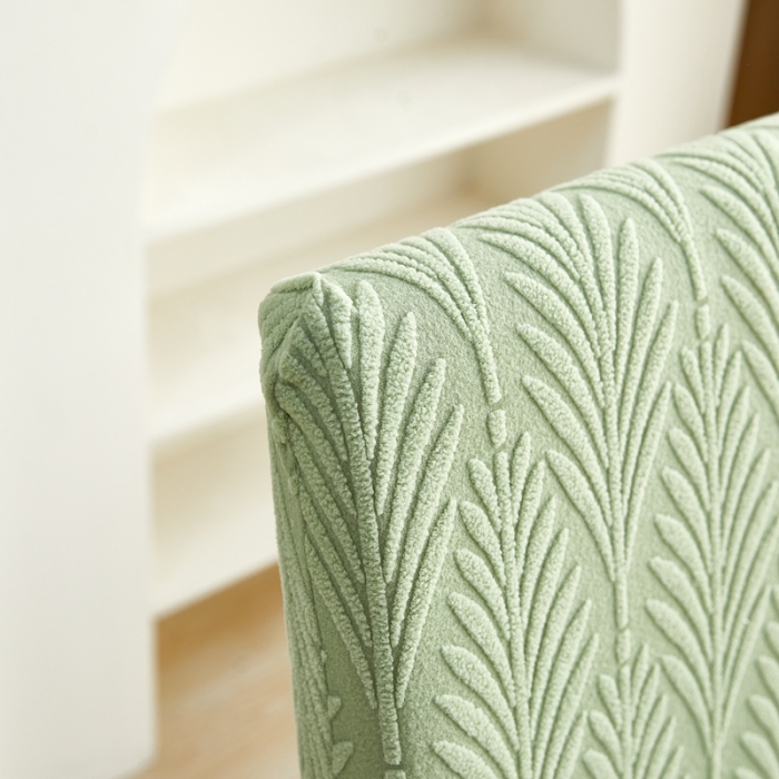 91家纺网 家纺一手货源 找家纺 逐日沙发套 2023新款提花椅子套-叶恋系列 叶恋-抹茶色