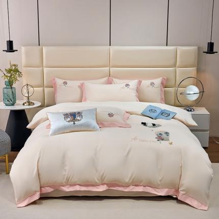 91家纺网 家纺一手货源 找家纺 （总）凯艾玲 2023新款法式浪漫系列磨毛细斜纹刺绣四件套