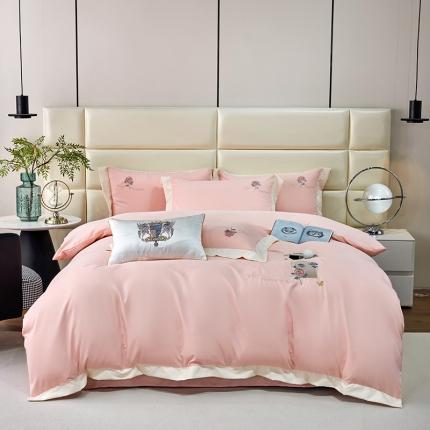 91家纺网 家纺一手货源 找家纺 （总）凯艾玲 2023新款法式浪漫系列磨毛细斜纹刺绣四件套