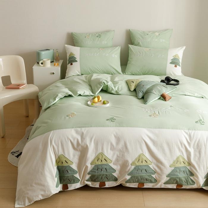 91家纺网 家纺一手货源 找家纺 A类40s全棉水洗棉贴布绣花四件套儿童三件套小清新儿童套件