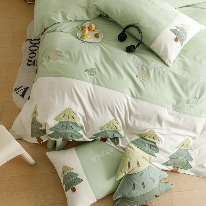 91家纺网 家纺一手货源 找家纺 A类40s全棉水洗棉贴布绣花四件套儿童三件套小清新儿童套件