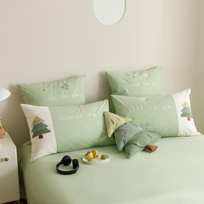 91家纺网 家纺一手货源 找家纺 A类40s全棉水洗棉贴布绣花四件套儿童三件套小清新儿童套件