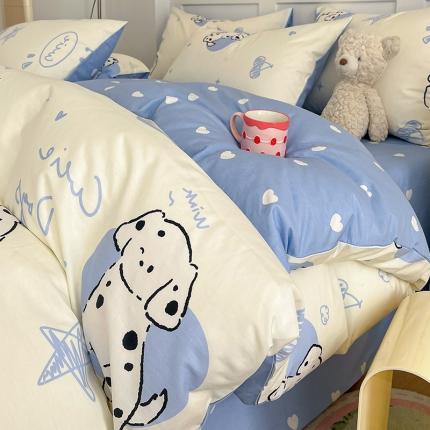 91家纺网 家纺一手货源 找家纺 瑞莱 2023秋季新款13372全棉印花四件套-卡通系列 斑点狗