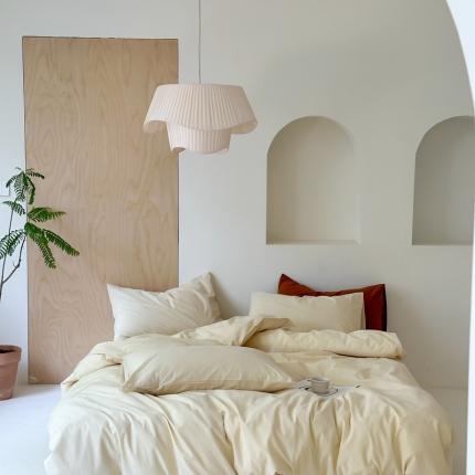 91家纺网 家纺一手货源 找家纺 云上 2023新款全棉色织水洗纯色四件套 奶油黄