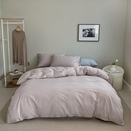 91家纺网 家纺一手货源 找家纺 （总）云上 2023新款全棉色织水洗棉四件套无印专柜同款极细条纹