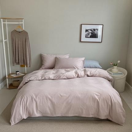 91家纺网 家纺一手货源 找家纺 （总）云上 2023新款全棉色织水洗棉四件套无印专柜同款极细条纹