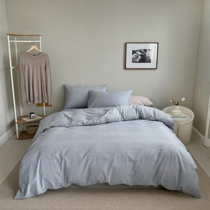 91家纺网 家纺一手货源 找家纺 （总）云上 2023新款全棉色织水洗棉四件套无印专柜同款极细条纹