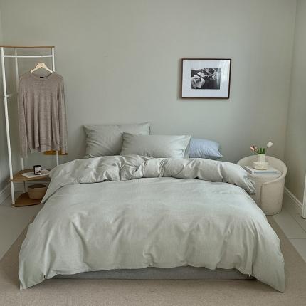 91家纺网 家纺一手货源 找家纺 （总）云上 2023新款全棉色织水洗棉四件套无印专柜同款极细条纹