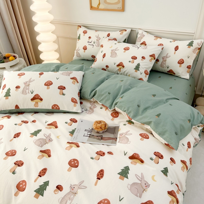 91家纺网 家纺一手货源 找家纺 柠馨 2023新款13376全棉单被套 蘑菇林