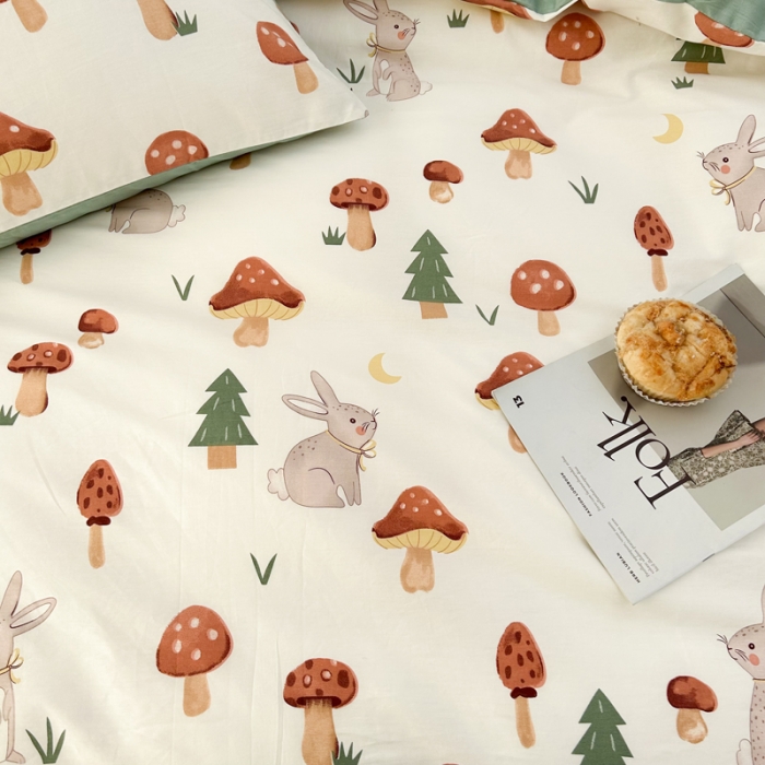 91家纺网 家纺一手货源 找家纺 柠馨 2023新款13376全棉单被套 蘑菇林