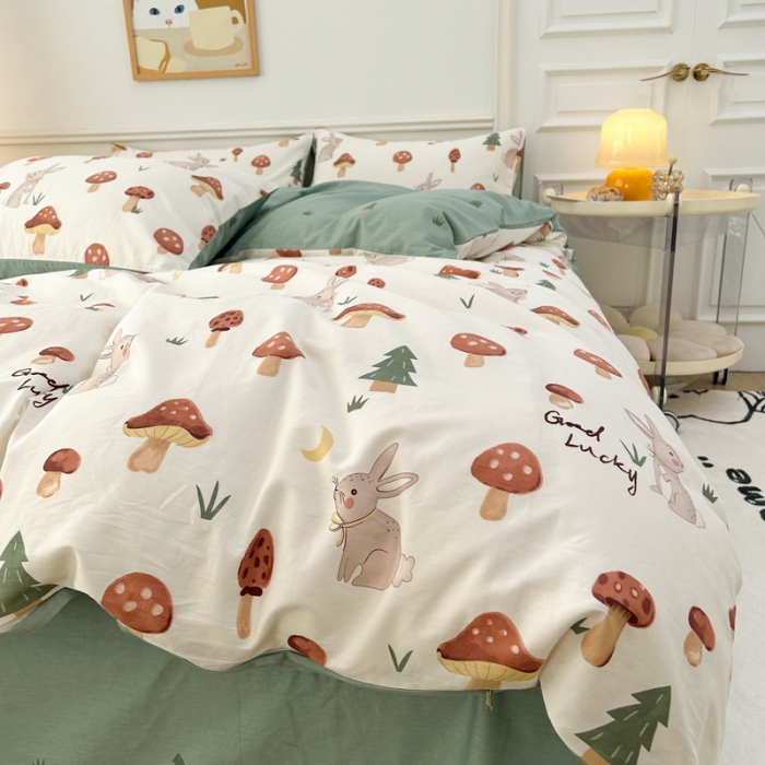 91家纺网 家纺一手货源 找家纺 柠馨 2023新款13376全棉单被套 蘑菇林