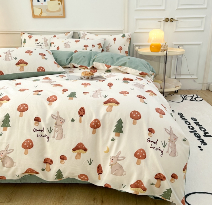 91家纺网 家纺一手货源 找家纺 柠馨 2023新款13376全棉单被套 蘑菇林