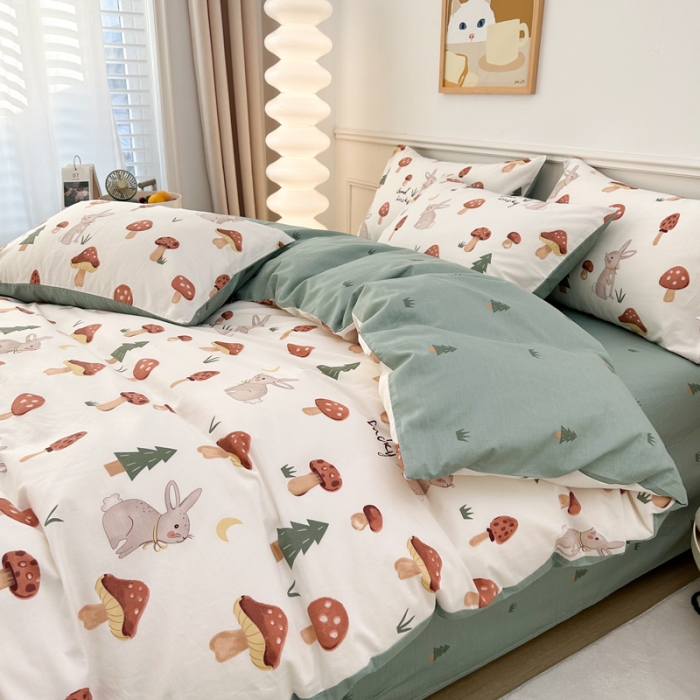 91家纺网 家纺一手货源 找家纺 柠馨 2023新款13376全棉单被套 蘑菇林