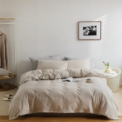 91家纺网 家纺一手货源 找家纺 （总）云上 2023新款全棉色织水洗棉四件套无印专柜同款极细条纹