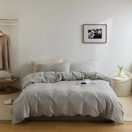 91家纺网 家纺一手货源 找家纺 （总）云上 2023新款全棉色织水洗棉四件套无印专柜同款极细条纹