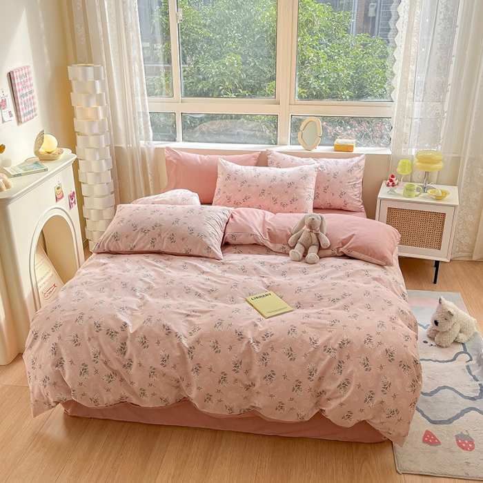 91家纺网 家纺一手货源 找家纺 柠馨 2023新款13376全棉单被套 妃子笑粉