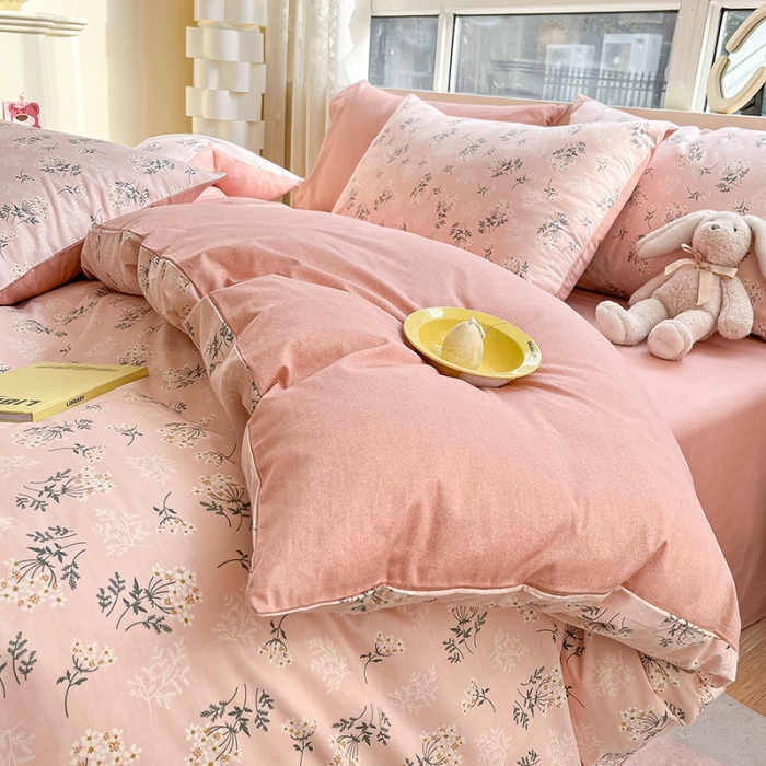 91家纺网 家纺一手货源 找家纺 柠馨 2023新款13376全棉单被套 妃子笑粉