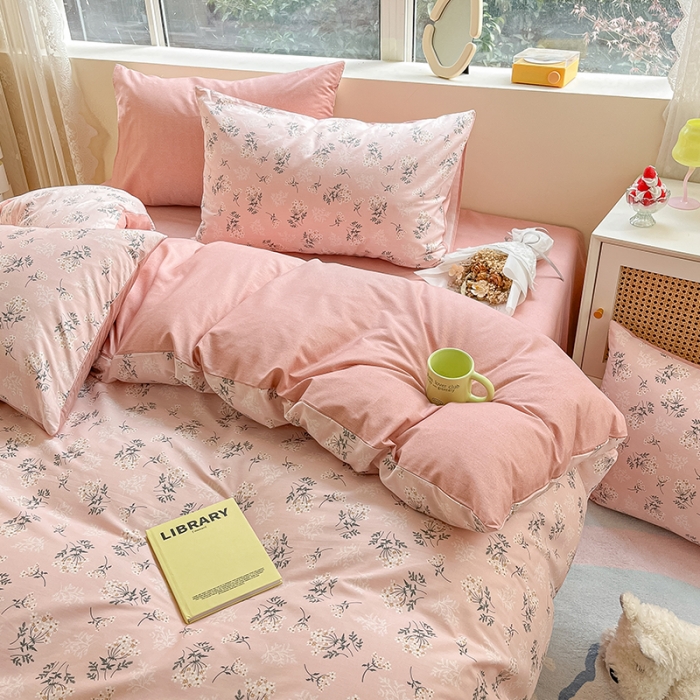 91家纺网 家纺一手货源 找家纺 柠馨 2023新款13376全棉单被套 妃子笑粉