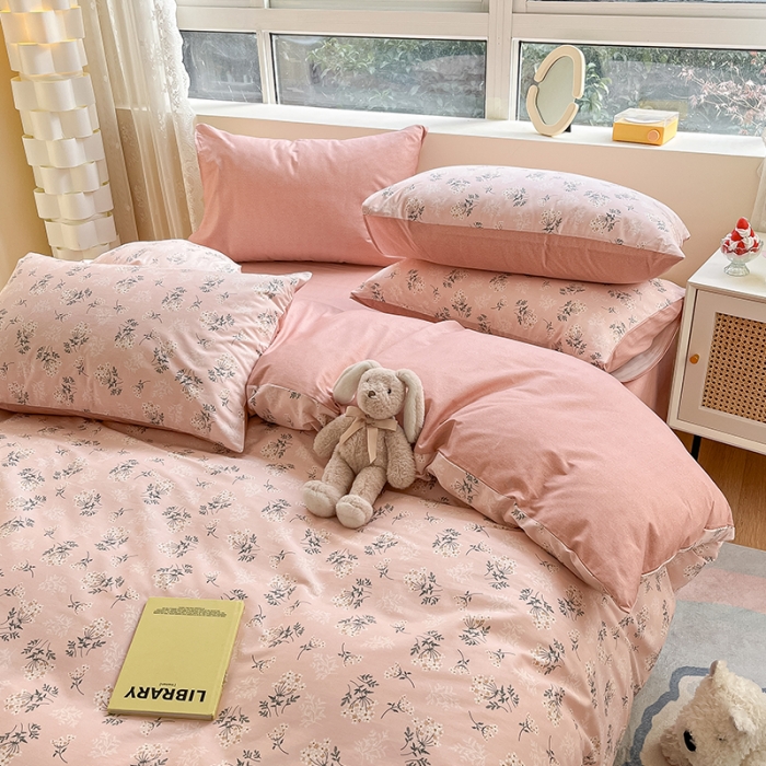 91家纺网 家纺一手货源 找家纺 柠馨 2023新款13376全棉单被套 妃子笑粉