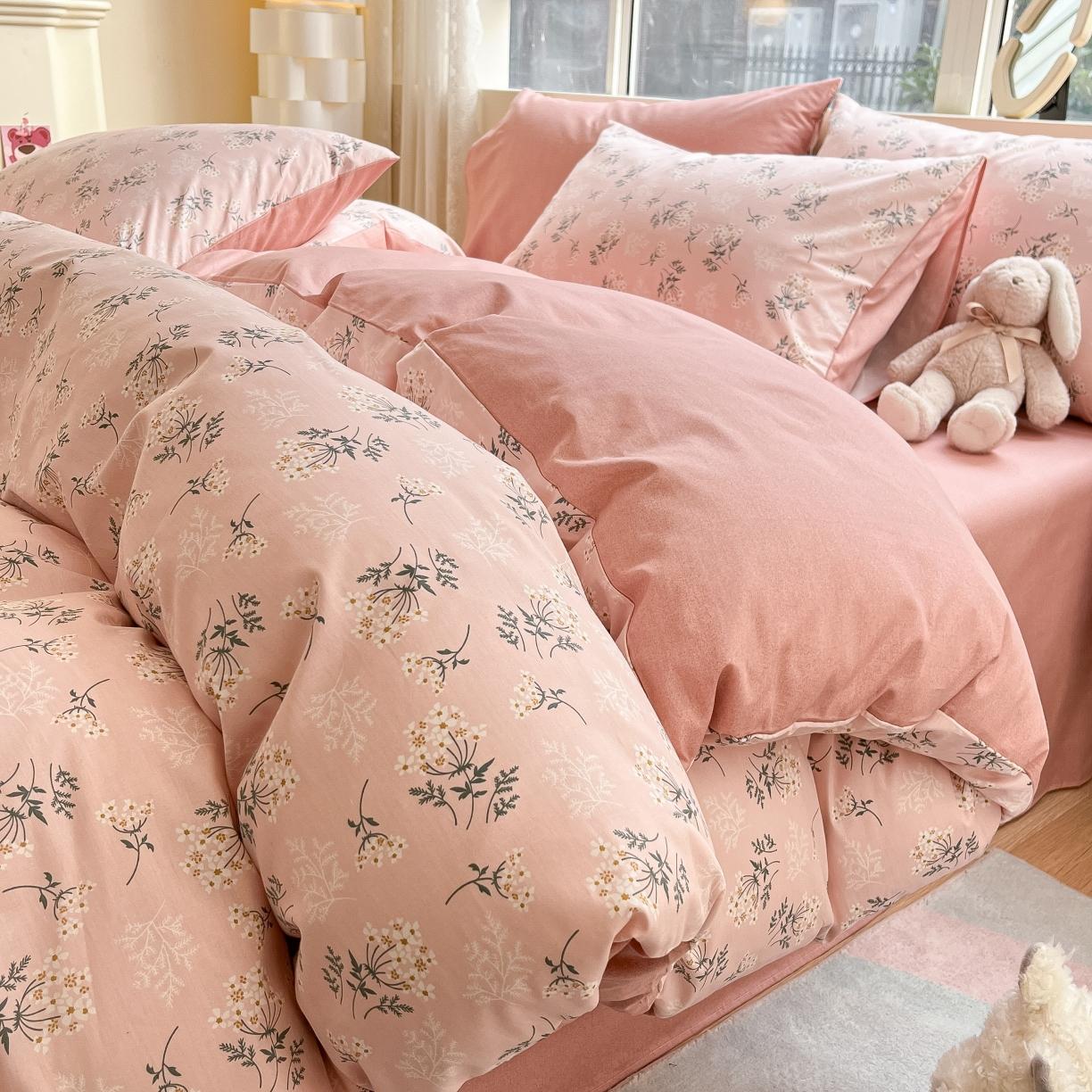 91家纺网 家纺一手货源 找家纺 柠馨 2023新款13376全棉单被套 妃子笑粉