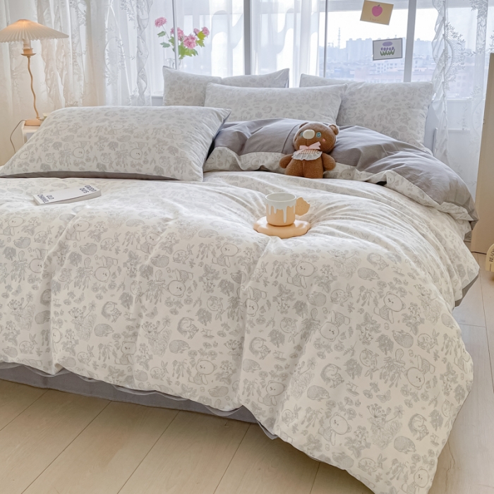 91家纺网 家纺一手货源 找家纺 柠馨 2023新款13376全棉单被套 可爱森林