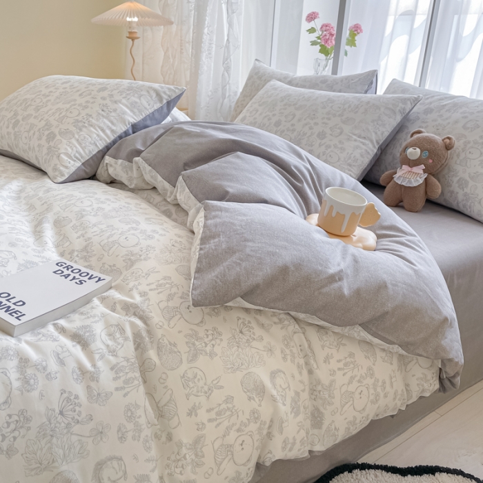 91家纺网 家纺一手货源 找家纺 柠馨 2023新款13376全棉单被套 可爱森林