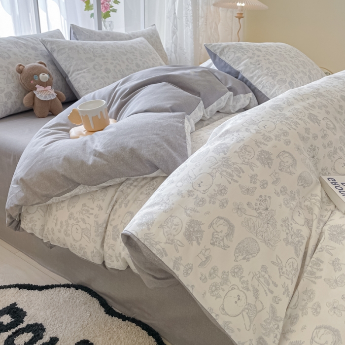 91家纺网 家纺一手货源 找家纺 柠馨 2023新款13376全棉单被套 可爱森林