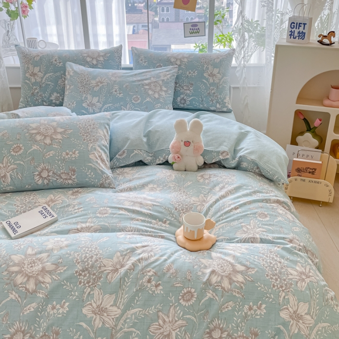91家纺网 家纺一手货源 找家纺 柠馨 2023新款13376全棉单被套 莫奈一蓝