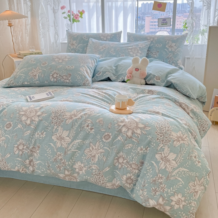 91家纺网 家纺一手货源 找家纺 柠馨 2023新款13376全棉单被套 莫奈一蓝