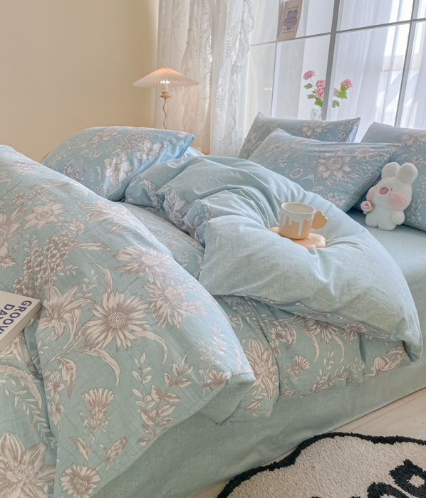 91家纺网 家纺一手货源 找家纺 柠馨 2023新款13376全棉单被套 莫奈一蓝