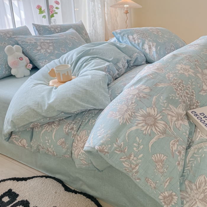 91家纺网 家纺一手货源 找家纺 柠馨 2023新款13376全棉单被套 莫奈一蓝