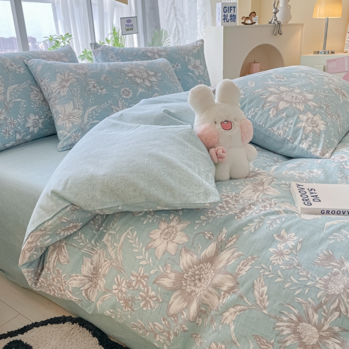 91家纺网 家纺一手货源 找家纺 柠馨 2023新款13376全棉单被套 莫奈一蓝