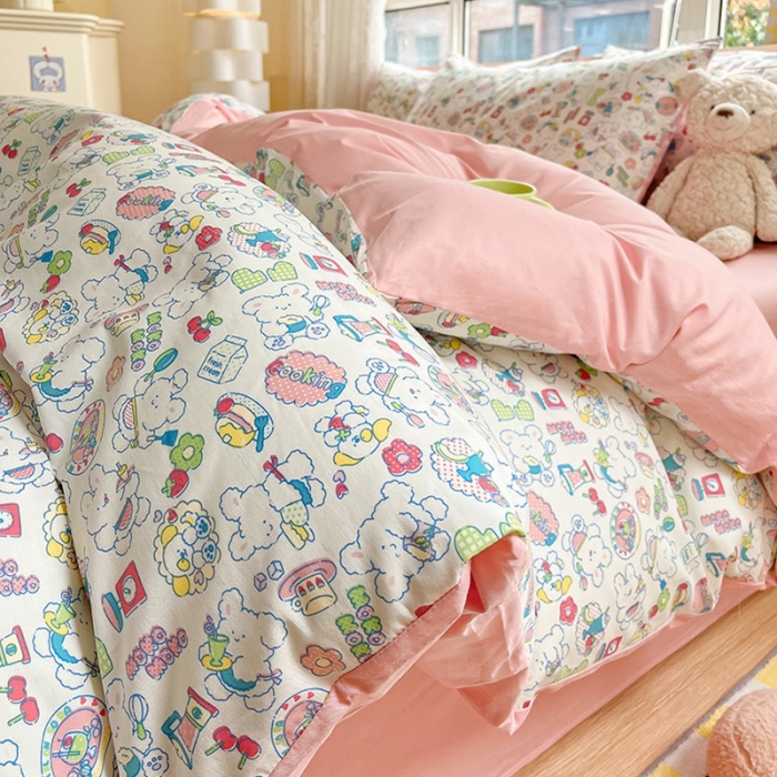 91家纺网 家纺一手货源 找家纺 柠馨 2023新款13376全棉单被套 枝枝桃桃