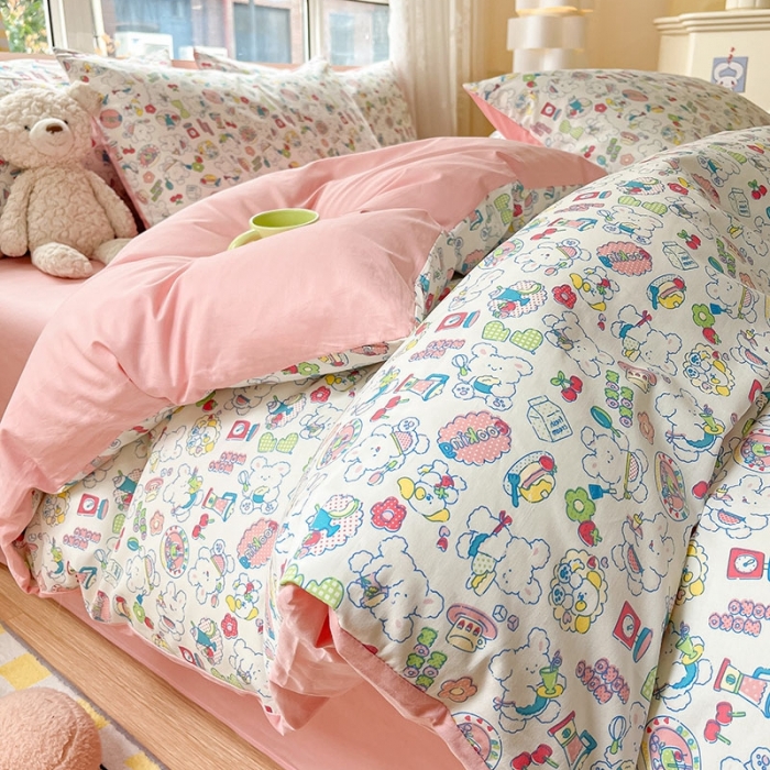 91家纺网 家纺一手货源 找家纺 柠馨 2023新款13376全棉单被套 枝枝桃桃