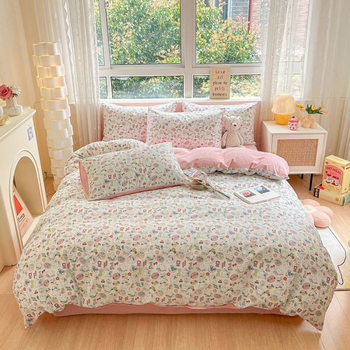 91家纺网 家纺一手货源 找家纺 柠馨 2023新款13376全棉单被套 枝枝桃桃