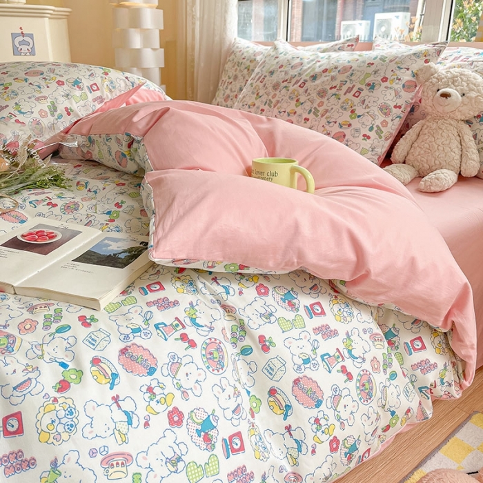 91家纺网 家纺一手货源 找家纺 柠馨 2023新款13376全棉单被套 枝枝桃桃