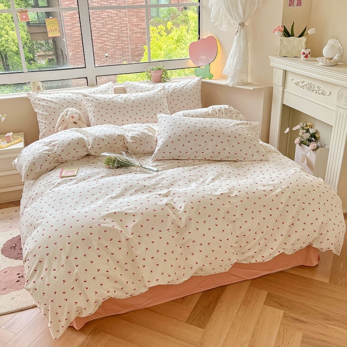 91家纺网 家纺一手货源 找家纺 柠馨 2023新款13376全棉单被套 樱桃醉