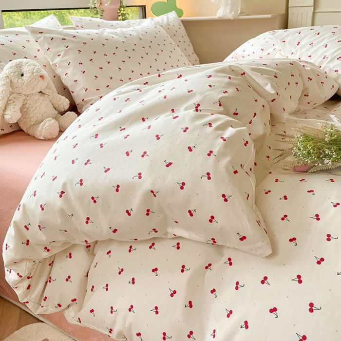 91家纺网 家纺一手货源 找家纺 柠馨 2023新款13376全棉单被套 樱桃醉