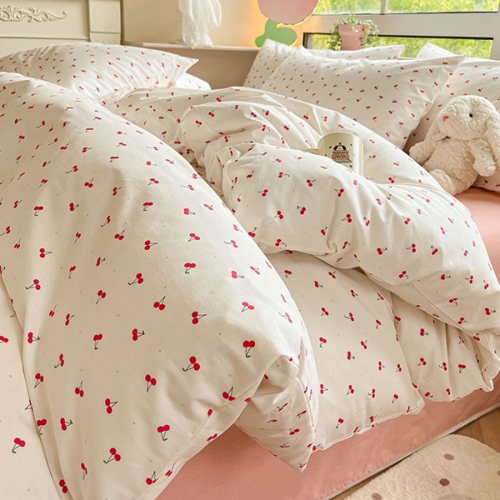 91家纺网 家纺一手货源 找家纺 柠馨 2023新款13376全棉单被套 樱桃醉