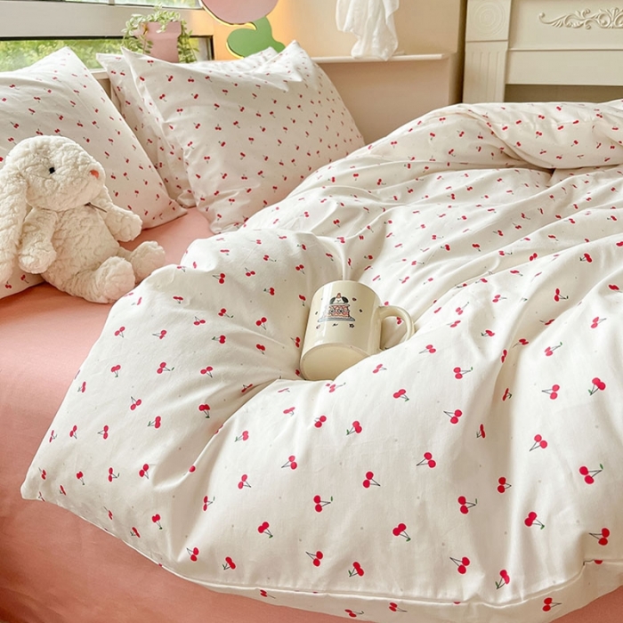 91家纺网 家纺一手货源 找家纺 柠馨 2023新款13376全棉单被套 樱桃醉