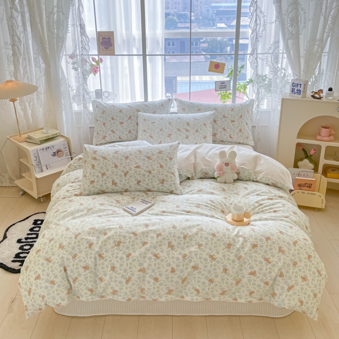 91家纺网 家纺一手货源 找家纺 柠馨 2023新款13376全棉单品枕套 欢乐兔