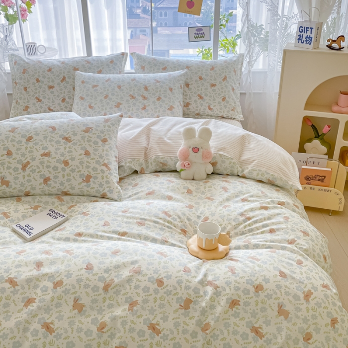 91家纺网 家纺一手货源 找家纺 柠馨 2023新款13376全棉单品枕套 欢乐兔