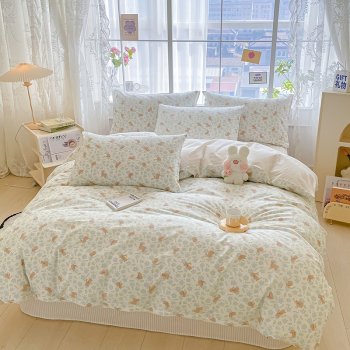 91家纺网 家纺一手货源 找家纺 柠馨 2023新款13376全棉单品枕套 欢乐兔