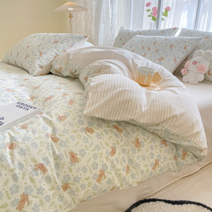 91家纺网 家纺一手货源 找家纺 柠馨 2023新款13376全棉单品枕套 欢乐兔