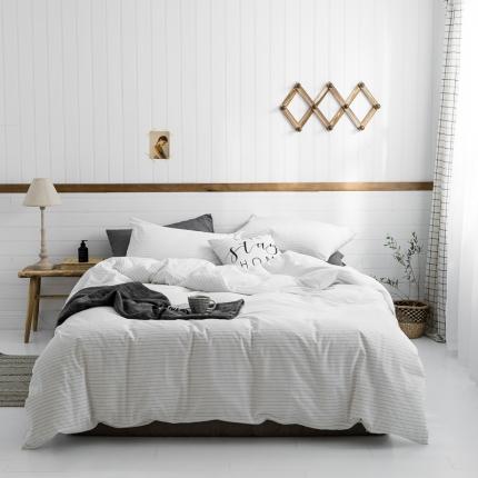 91家纺网 家纺一手货源 找家纺 （总）云上 2023新款全棉水洗棉四件套条纹