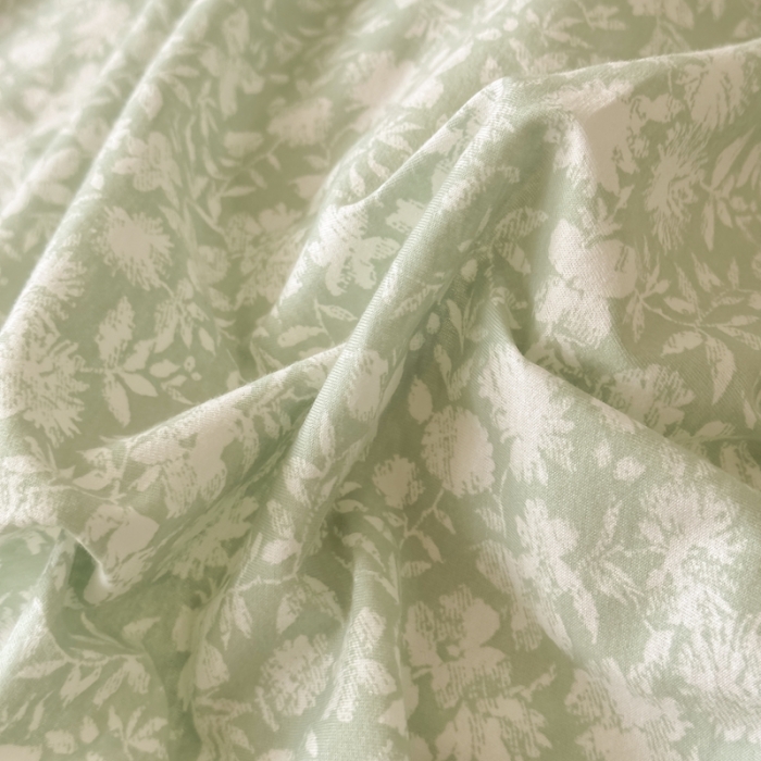 91家纺网 家纺一手货源 找家纺 爱丽丝 2023新款全活性印花全棉a类母婴级针织棉四件套 薄雾清晨（绿）