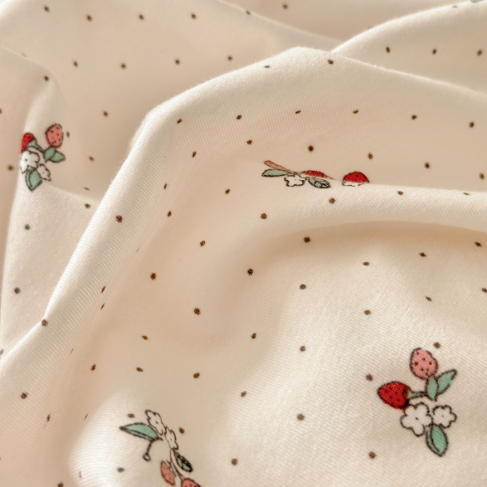 91家纺网 家纺一手货源 找家纺 爱丽丝 2023新款全活性印花全棉a类母婴级针织棉四件套 草莓花花