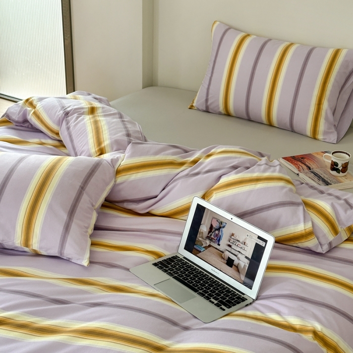 91家纺网 家纺一手货源 找家纺 爱丽丝 2023新款全活性印花全棉a类母婴级针织棉四件套 普罗旺斯