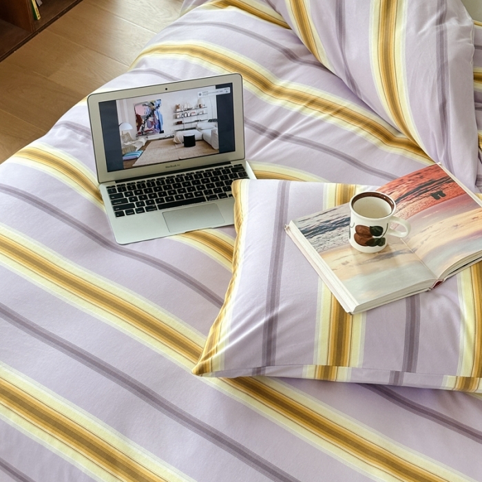 91家纺网 家纺一手货源 找家纺 爱丽丝 2023新款全活性印花全棉a类母婴级针织棉四件套 普罗旺斯