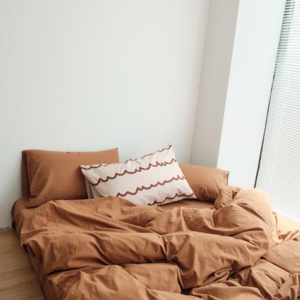 91家纺网 家纺一手货源 找家纺 （总）云上 2023新款全棉水洗棉四件套新款纯色实拍